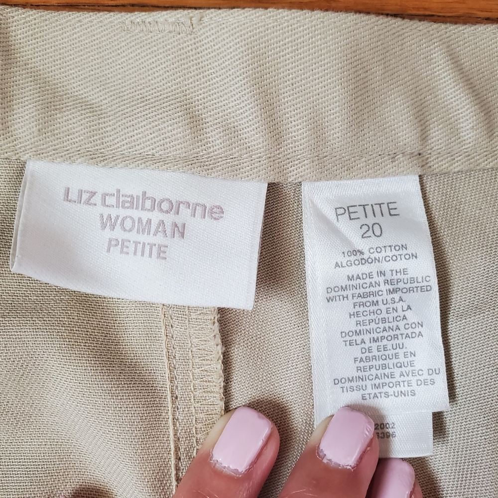 Liz Claiborne Womens Cotton Tan Khaki Pants - Picture 2 of 5